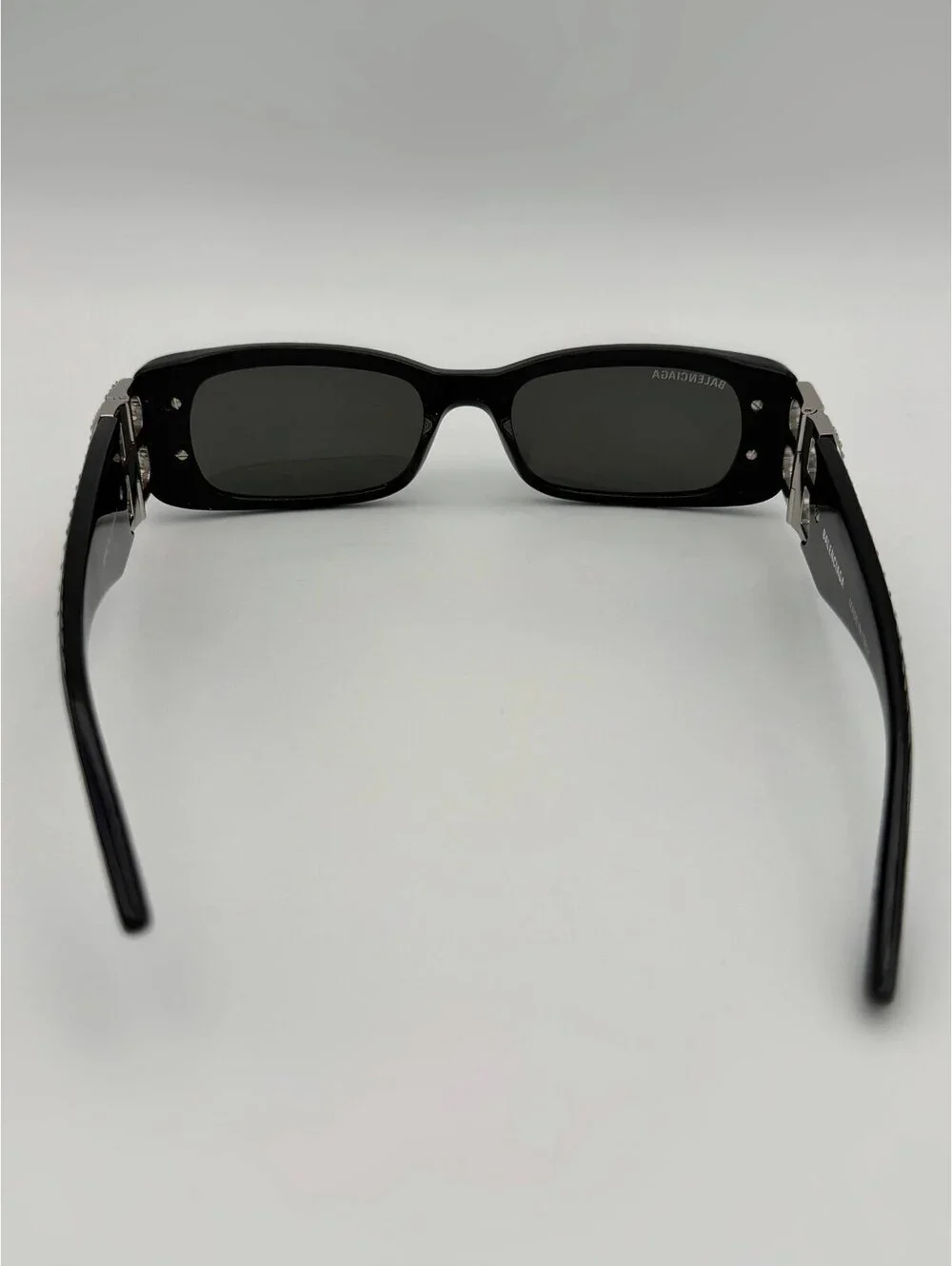 Balenciaga BB0096S 013 Dynasty Rectangular BB Logo Narrow Crystal Black Limited